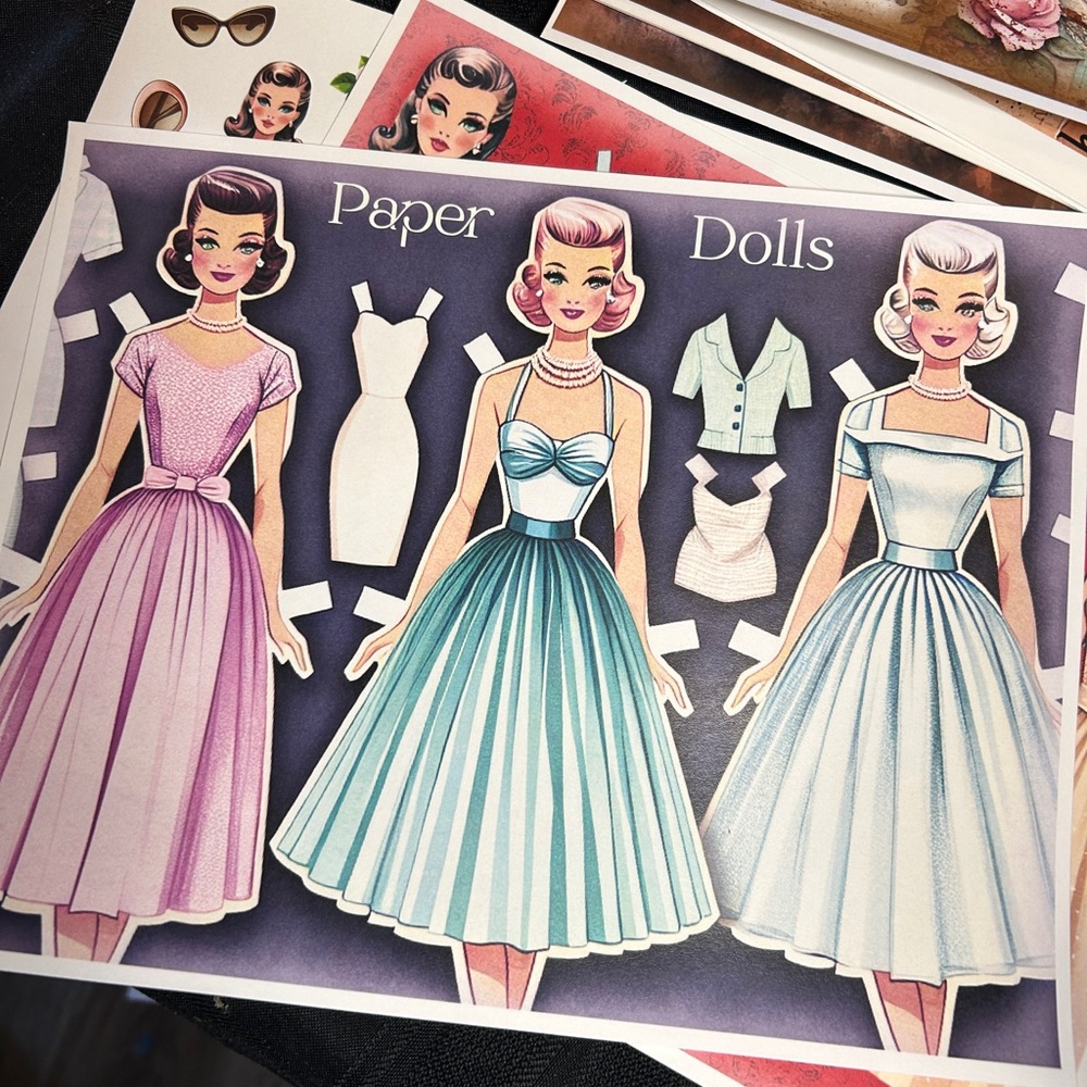 Retro 1950’s Fashion Papers Paper Dolls and ephemera Journal Kit